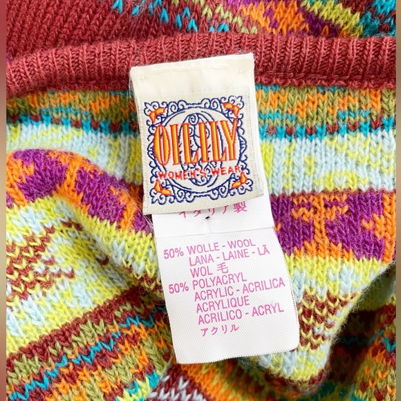 Oilily Multicolor Cozy Apres Ski Cardigan Sweater Size Large - Picture 7 of 9